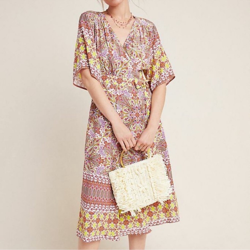 Anthropologie Kachel Mirabelle Paisley Midi Wrap
Dress Size 8P EUC